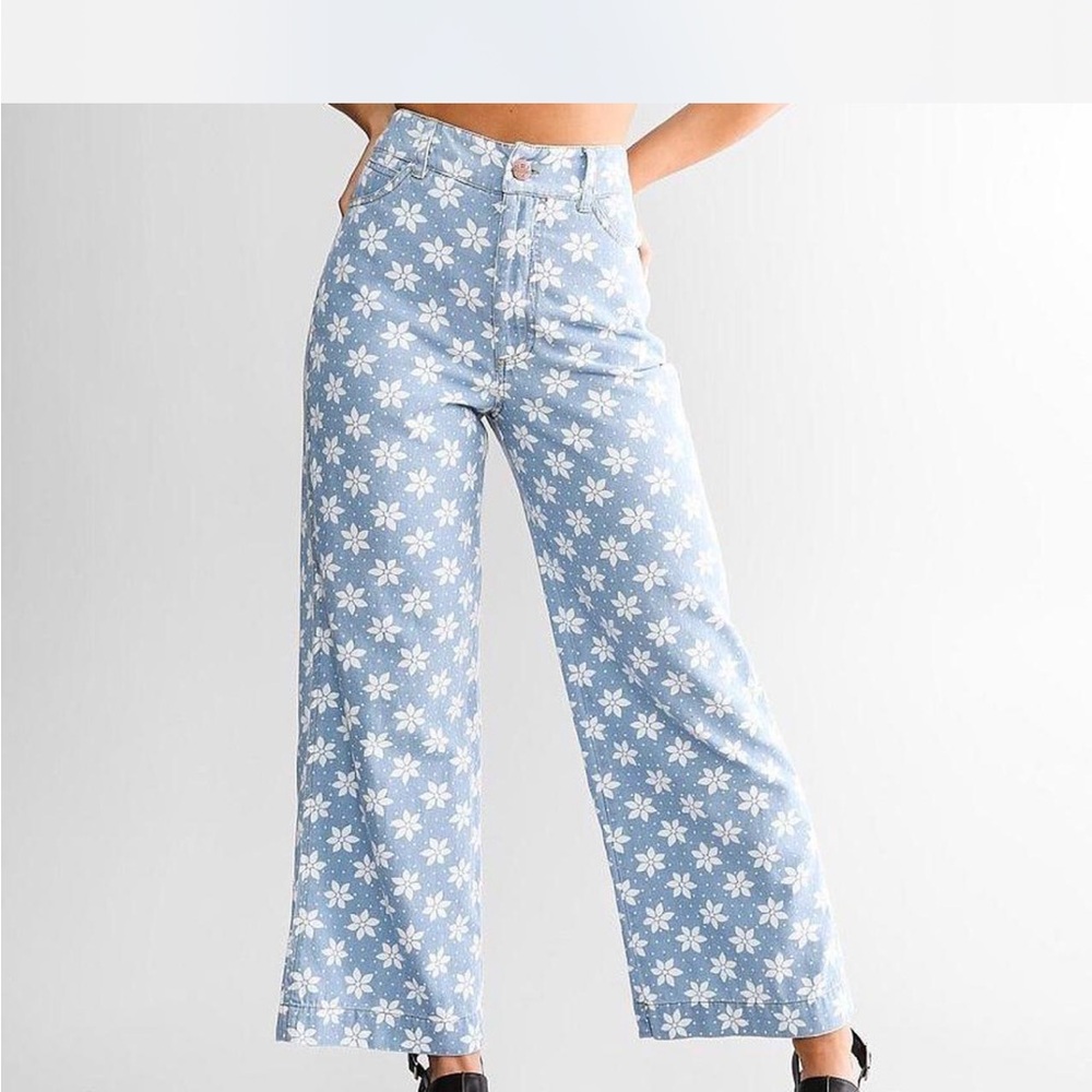 Wrangler Sky Blue Floral Wide-Leg Jeans